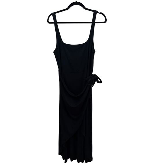 Wilfred Saturn Midi Black Tank Dress XL High Low Aritzia Viscose Stretch Sexy - Picture 13 of 15